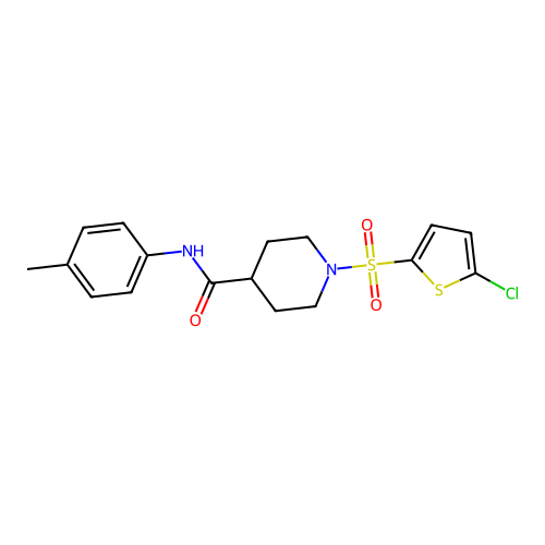 1-((5-chlorothiophen-2-yl)sulfonyl)-N-(p-tolyl)piperidine-4-carboxamide structure