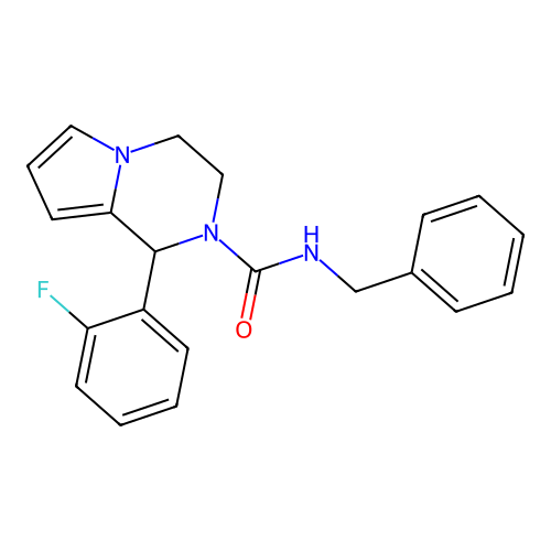 N-benzyl-1-(2-fluorophenyl)-3,4-dihydropyrrolo[1,2-a]pyrazine-2(1H)-carboxamide structure