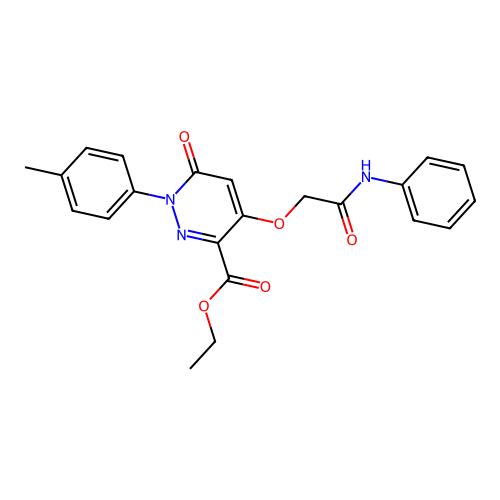 Ethyl 4-(2-anilino-2-oxoethoxy)-1-(4-methylphenyl)-6-oxopyridazine-3-carboxylate structure