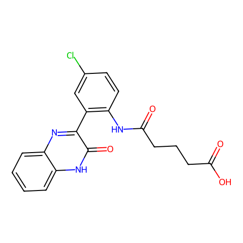5-[4-chloro-2-(3-oxo-4H-quinoxalin-2-yl)anilino]-5-oxopentanoic acid structure