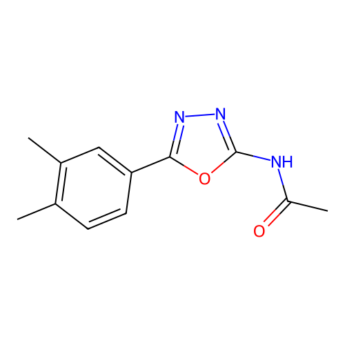 N-[5-(3,4-dimethylphenyl)-1,3,4-oxadiazol-2-yl]acetamide structure