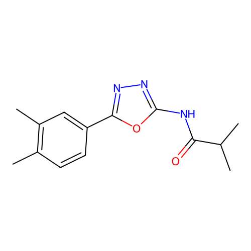 N-[5-(3,4-dimethylphenyl)-1,3,4-oxadiazol-2-yl]-2-methylpropanamide structure