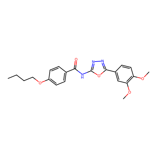 4-butoxy-N-[5-(3,4-dimethoxyphenyl)-1,3,4-oxadiazol-2-yl]benzamide structure