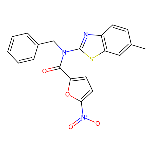 N-benzyl-N-(6-methylbenzo[d]thiazol-2-yl)-5-nitrofuran-2-carboxamide structure