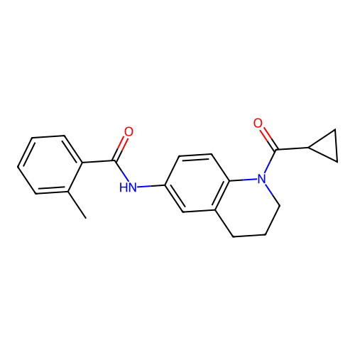 N-(1-(cyclopropanecarbonyl)-1,2,3,4-tetrahydroquinolin-6-yl)-2-methylbenzamide structure