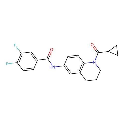 N-[1-(cyclopropanecarbonyl)-3,4-dihydro-2H-quinolin-6-yl]-3,4-difluorobenzamide structure