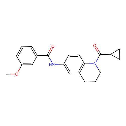 N-[1-(cyclopropanecarbonyl)-3,4-dihydro-2H-quinolin-6-yl]-3-methoxybenzamide structure