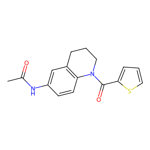 N-(1-(thiophene-2-carbonyl)-1,2,3,4-tetrahydroquinolin-6-yl)acetamide structure