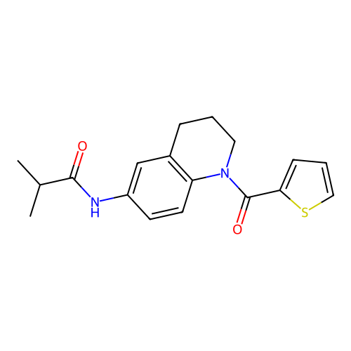 N-(1-(thiophene-2-carbonyl)-1,2,3,4-tetrahydroquinolin-6-yl)isobutyramide structure