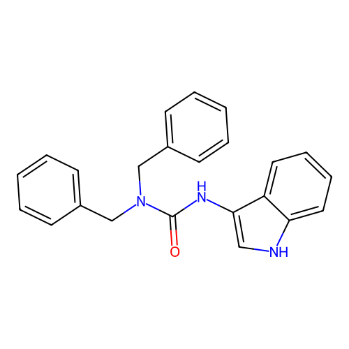 1,1-dibenzyl-3-(1H-indol-3-yl)urea structure