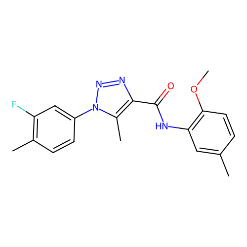 1-(3-fluoro-4-methylphenyl)-N-(2-methoxy-5-methylphenyl)-5-methyl-1H-1,2,3-triazole-4-carboxamide structure