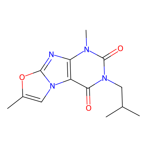 3-isobutyl-1,7-dimethyloxazolo[2,3-f]purine-2,4(1H,3H)-dione structure