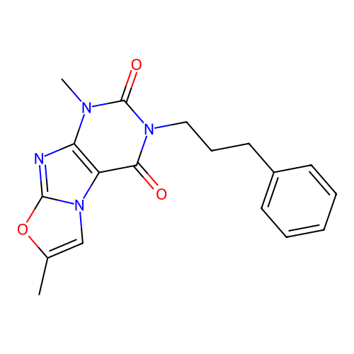 1,7-dimethyl-3-(3-phenylpropyl)oxazolo[2,3-f]purine-2,4(1H,3H)-dione structure