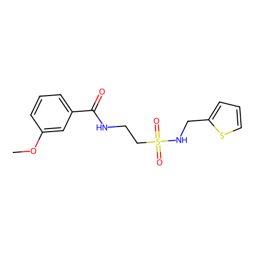 3-methoxy-N-(2-(N-(thiophen-2-ylmethyl)sulfamoyl)ethyl)benzamide structure