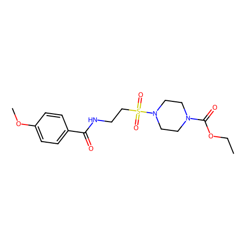 Ethyl 4-((2-(4-methoxybenzamido)ethyl)sulfonyl)piperazine-1-carboxylate structure