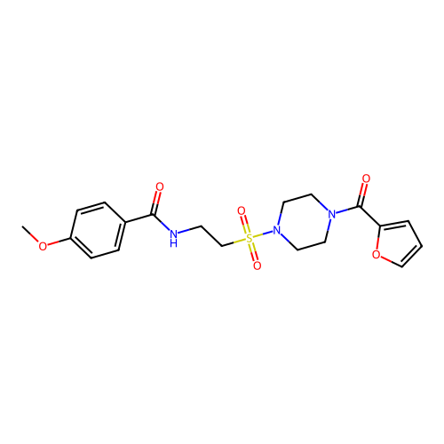 N-[2-[4-(furan-2-carbonyl)piperazin-1-yl]sulfonylethyl]-4-methoxybenzamide structure