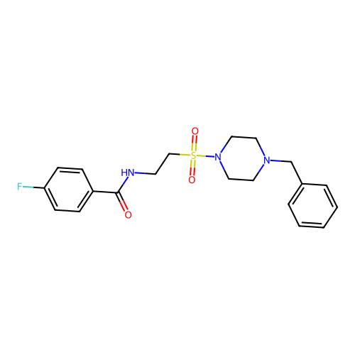 N-(2-((4-benzylpiperazin-1-yl)sulfonyl)ethyl)-4-fluorobenzamide structure