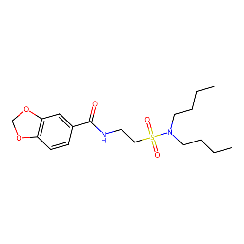 N-[2-(dibutylsulfamoyl)ethyl]-1,3-benzodioxole-5-carboxamide structure