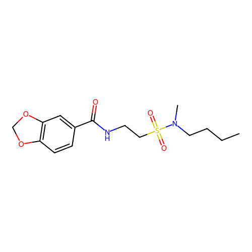 N-[2-[butyl(methyl)sulfamoyl]ethyl]-1,3-benzodioxole-5-carboxamide structure