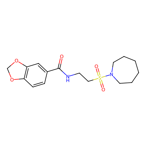N-[2-(azepan-1-ylsulfonyl)ethyl]-1,3-benzodioxole-5-carboxamide structure