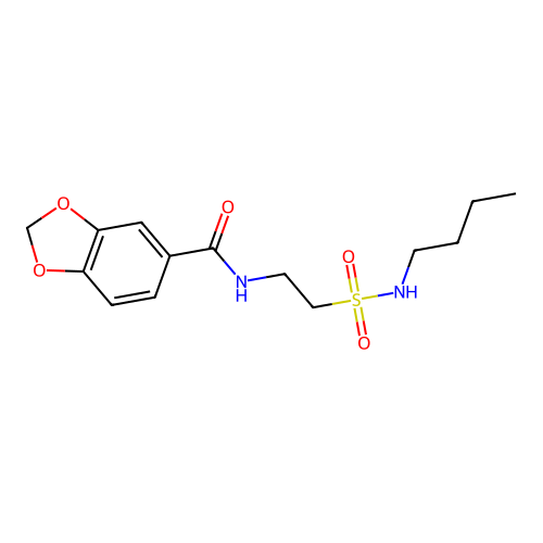 N-[2-(butylsulfamoyl)ethyl]-1,3-benzodioxole-5-carboxamide structure