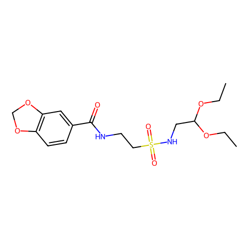 N-[2-(2,2-diethoxyethylsulfamoyl)ethyl]-1,3-benzodioxole-5-carboxamide structure