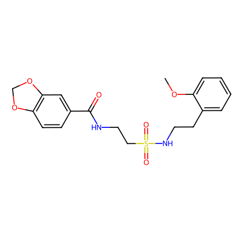 N-[2-[2-(2-methoxyphenyl)ethylsulfamoyl]ethyl]-1,3-benzodioxole-5-carboxamide structure