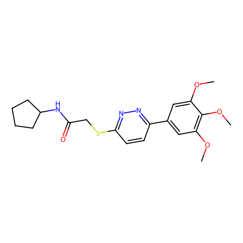 N-cyclopentyl-2-[6-(3,4,5-trimethoxyphenyl)pyridazin-3-yl]sulfanylacetamide structure