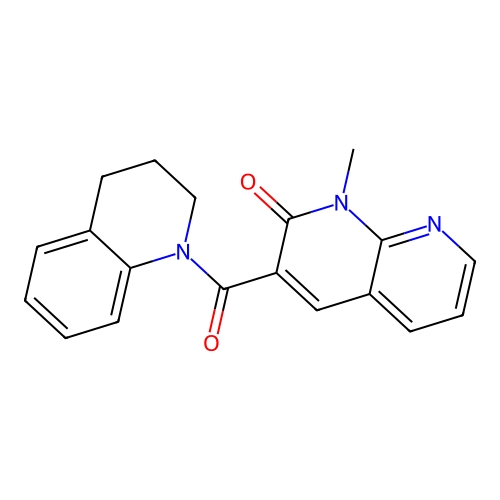 1-methyl-3-(1,2,3,4-tetrahydroquinoline-1-carbonyl)-1,8-naphthyridin-2(1H)-one structure
