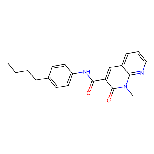 N-(4-butylphenyl)-1-methyl-2-oxo-1,2-dihydro-1,8-naphthyridine-3-carboxamide structure