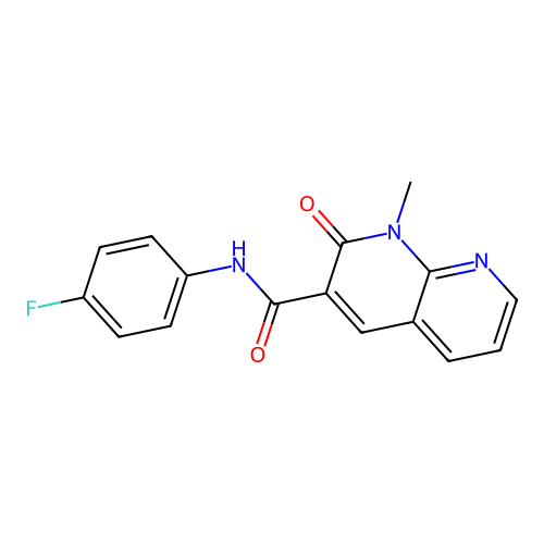 N-(4-fluorophenyl)-1-methyl-2-oxo-1,2-dihydro-1,8-naphthyridine-3-carboxamide structure