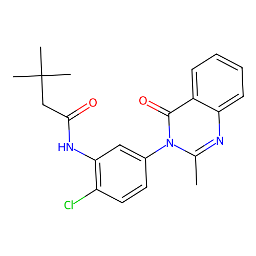 N-(2-chloro-5-(2-methyl-4-oxoquinazolin-3(4H)-yl)phenyl)-3,3-dimethylbutanamide structure