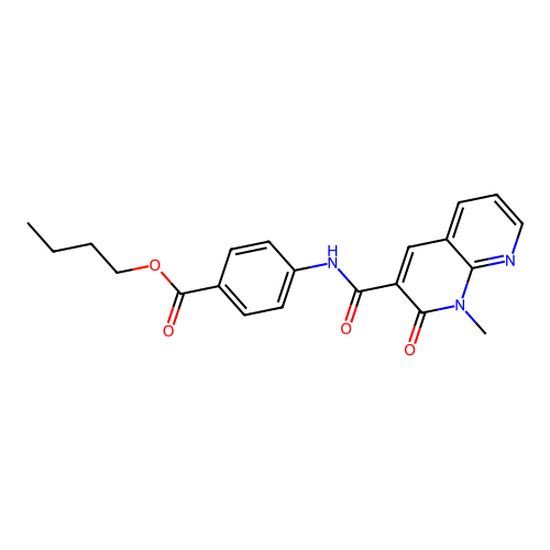 Butyl 4-(1-methyl-2-oxo-1,2-dihydro-1,8-naphthyridine-3-carboxamido)benzoate structure