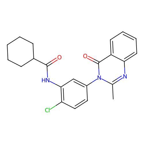 N-(2-chloro-5-(2-methyl-4-oxoquinazolin-3(4H)-yl)phenyl)cyclohexanecarboxamide structure