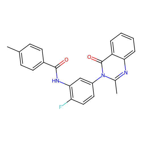 N-(2-fluoro-5-(2-methyl-4-oxoquinazolin-3(4H)-yl)phenyl)-4-methylbenzamide structure