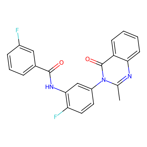 3-fluoro-N-(2-fluoro-5-(2-methyl-4-oxoquinazolin-3(4H)-yl)phenyl)benzamide structure