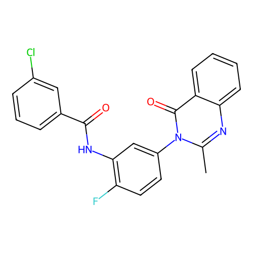3-chloro-N-(2-fluoro-5-(2-methyl-4-oxoquinazolin-3(4H)-yl)phenyl)benzamide structure