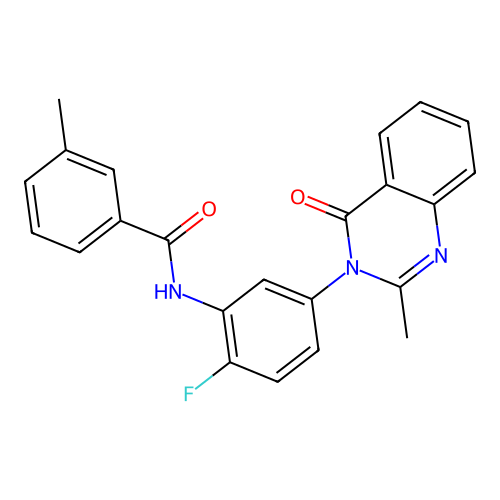N-(2-fluoro-5-(2-methyl-4-oxoquinazolin-3(4H)-yl)phenyl)-3-methylbenzamide structure