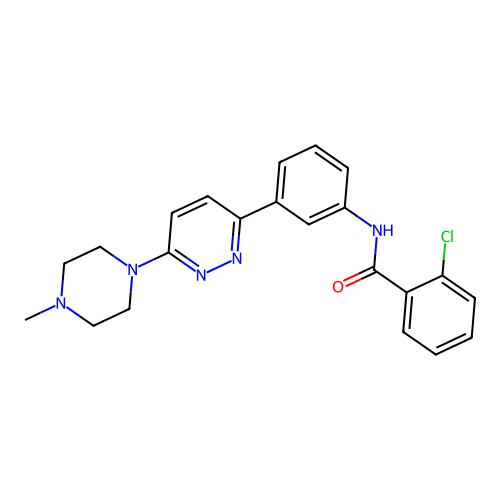 2-chloro-N-[3-[6-(4-methylpiperazin-1-yl)pyridazin-3-yl]phenyl]benzamide structure