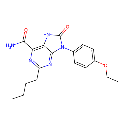2-butyl-9-(4-ethoxyphenyl)-8-oxo-8,9-dihydro-7H-purine-6-carboxamide structure