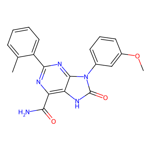 9-(3-methoxyphenyl)-8-oxo-2-(o-tolyl)-8,9-dihydro-7H-purine-6-carboxamide structure