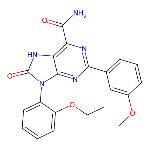 9-(2-ethoxyphenyl)-2-(3-methoxyphenyl)-8-oxo-8,9-dihydro-7H-purine-6-carboxamide structure