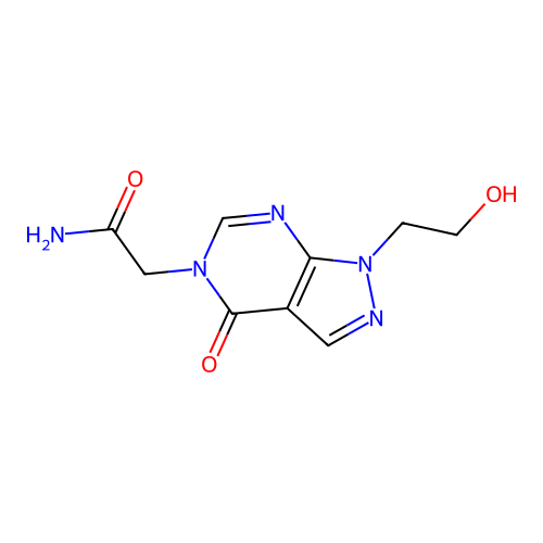2-[1-(2-hydroxyethyl)-4-oxo-1,4-dihydro-5H-pyrazolo[3,4-d]pyrimidin-5-yl]acetamide structure