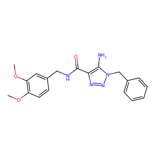 5-amino-1-benzyl-N-(3,4-dimethoxybenzyl)-1H-1,2,3-triazole-4-carboxamide structure