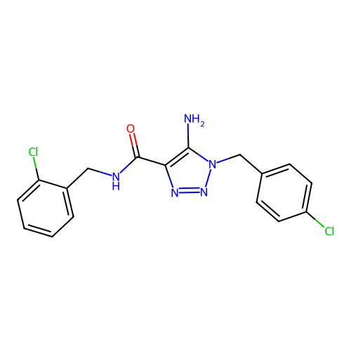 5-amino-N-(2-chlorobenzyl)-1-(4-chlorobenzyl)-1H-1,2,3-triazole-4-carboxamide structure