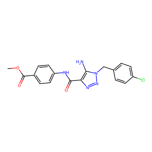 methyl 4-(5-amino-1-(4-chlorobenzyl)-1H-1,2,3-triazole-4-carboxamido)benzoate structure