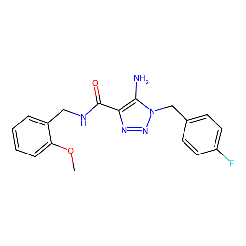 5-amino-1-(4-fluorobenzyl)-N-(2-methoxybenzyl)-1H-1,2,3-triazole-4-carboxamide structure