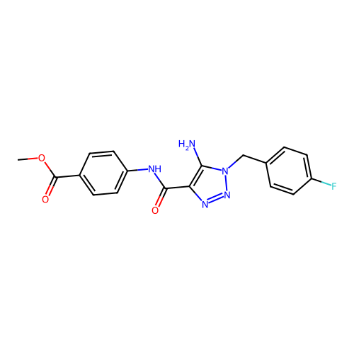 Methyl 4-[[5-amino-1-[(4-fluorophenyl)methyl]triazole-4-carbonyl]amino]benzoate structure