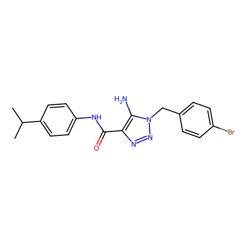5-amino-1-[(4-bromophenyl)methyl]-N-(4-propan-2-ylphenyl)triazole-4-carboxamide structure