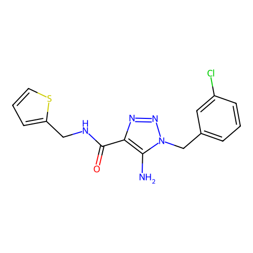 5-amino-1-(3-chlorobenzyl)-N-(2-thienylmethyl)-1H-1,2,3-triazole-4-carboxamide structure